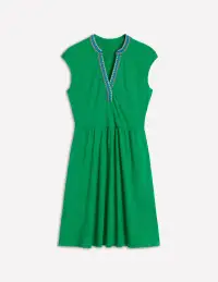 Chloe Embroidered Short Dress-Rich Emerald(Petite,2)