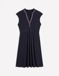 Chloe Embroidered Short Dress-Navy(Petite,2)