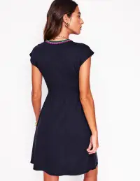 Chloe Embroidered Short Dress-Navy(Petite,2)