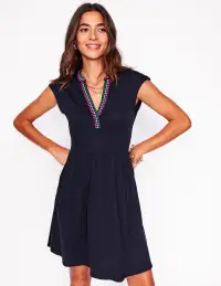 Chloe Embroidered Short Dress-Navy(Petite,2)