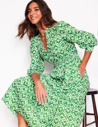 Elena Tiered Cotton Midi Dress-Paradise Green. Ivy Trellis
