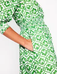 Elena Tiered Cotton Midi Dress-Paradise Green. Ivy Trellis(Petite,2)