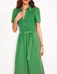 Amber Double Cloth Midi Dress-Paradise Green(Petite,2)