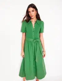 Amber Double Cloth Midi Dress-Paradise Green(Petite,2)