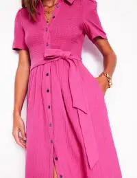 Amber Double Cloth Midi Dress-Cosmos Pink(Petite,2)