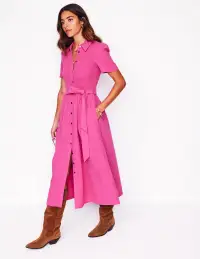 Amber Double Cloth Midi Dress-Cosmos Pink(Petite,2)