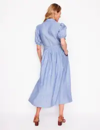 Alexa Linen Maxi Shirt Dress-Grey Blue Chambray(Petite,2)