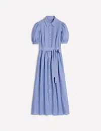 Alexa Linen Maxi Shirt Dress-Grey Blue Chambray(Petite,2)