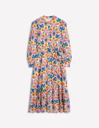 Mia Tiered Shirt Dress-Ivory.  Decorative Dandelion(Petite,2)