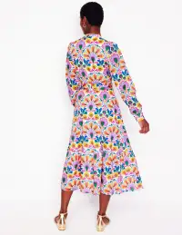 Mia Tiered Shirt Dress-Ivory.  Decorative Dandelion(Petite,2)