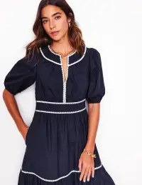 Rhea Embroidered Midi Dress-Navy(Petite,2)