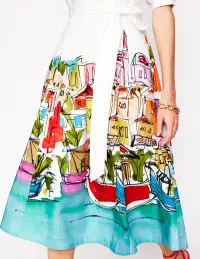 Bria Puff Sleeve Midi Dress-Multi. Rainbow Village(Petite,2)