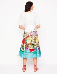 Bria Puff Sleeve Midi Dress-Multi. Rainbow Village(Petite,2)
