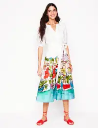 Bria Puff Sleeve Midi Dress-Multi. Rainbow Village(Petite,2)