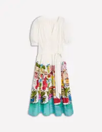 Bria Puff Sleeve Midi Dress-Multi. Rainbow Village(Petite,2)