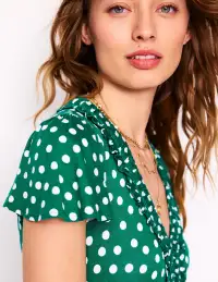 Nicola Jersey Tea Dress-Forest Grass. Painted Dot(Petite,2)