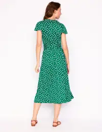 Nicola Jersey Tea Dress-Forest Grass. Painted Dot(Petite,2)