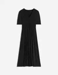 Bethany Smocked Jersey Dress-Black(Petite,2)