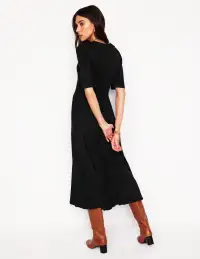 Bethany Smocked Jersey Dress-Black(Petite,2)