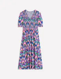 Bethany Smocked Jersey Dress-Gallery Blue. Dandelion(Petite,2)