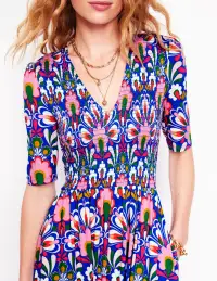 Bethany Smocked Jersey Dress-Gallery Blue. Dandelion(Petite,2)