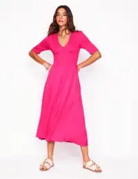 Bethany Smocked Jersey Dress-Pink Peony(Petite,2)