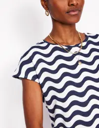 Leah Jersey T-shirt Dress-French Navy. Mono Wave(Petite,2)