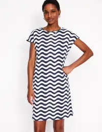 Leah Jersey T-shirt Dress-French Navy. Mono Wave(Petite,2)