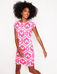 Leah Jersey T-shirt Dress-Carmine Rose. Ivy Trellis(Petite,2)