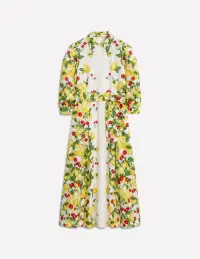 Clara Linen Blend Shirt Dress-Ivory. Cherries and Lemons(Petite,2)