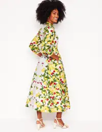 Clara Linen Blend Shirt Dress-Ivory. Cherries and Lemons(Petite,2)