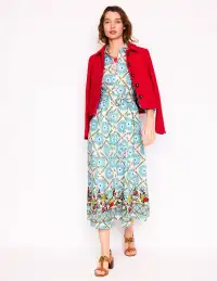 Clara Linen Blend Shirt Dress-Multi. Citrus Vine Tile(Petite,2)