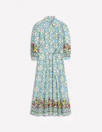 Clara Linen Blend Shirt Dress-Multi. Citrus Vine Tile(Petite,2)