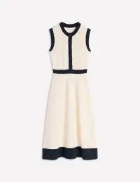 Crochet Trim Knitted Dress-Ivory. Navy(Petite,2)