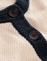 Crochet Trim Knitted Dress-Ivory. Navy(Petite,2)
