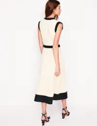 Crochet Trim Knitted Dress-Ivory. Navy(Petite,2)