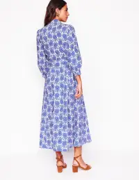 Clara Cotton Shirt Dress-Bright Blue. Paisley Heart(Petite,2)
