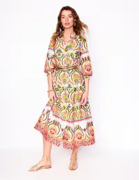 Clara Cotton Shirt Dress-Multi. Ornamental Floral(Petite,2)