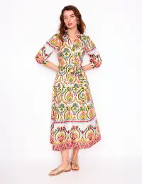 Clara Cotton Shirt Dress-Multi. Ornamental Floral(Petite,2)