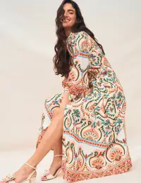 Clara Cotton Shirt Dress-Multi. Ornamental Floral