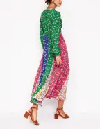 Lisa Long Sleeve Tea Dress-Hotched. Carnation Sprig(Petite,2)