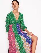 Lisa Long Sleeve Tea Dress-Hotched. Carnation Sprig(Petite,2)