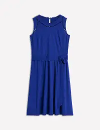 Mila Trim Short Jersey Dress-Bright Blue(Petite,2)