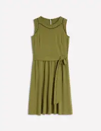 Mila Trim Short Jersey Dress-Deep Olive(Petite,2)