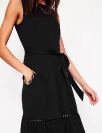 Mila Trim Tiered Jersey Dress-Black(Petite,2)