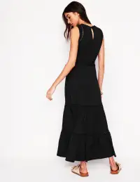 Mila Trim Tiered Jersey Dress-Black(Petite,2)