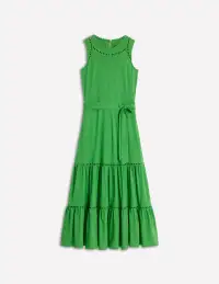 Mila Trim Tiered Jersey Dress-Paradise Green(Petite,2)