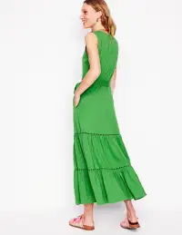 Mila Trim Tiered Jersey Dress-Paradise Green(Petite,2)