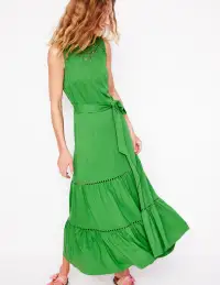Mila Trim Tiered Jersey Dress-Paradise Green(Petite,2)