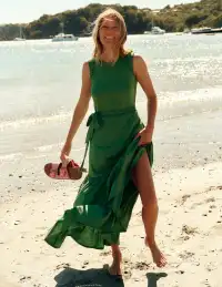 Mila Trim Tiered Jersey Dress-Paradise Green